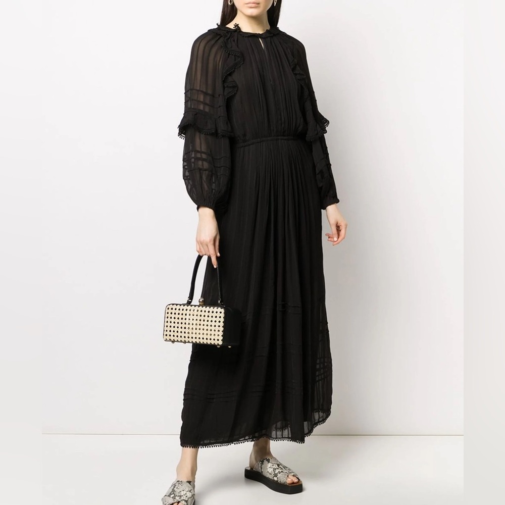 ISABEL MARANT ÉTOILE
Embroidered Trim Peasant Dress In Black